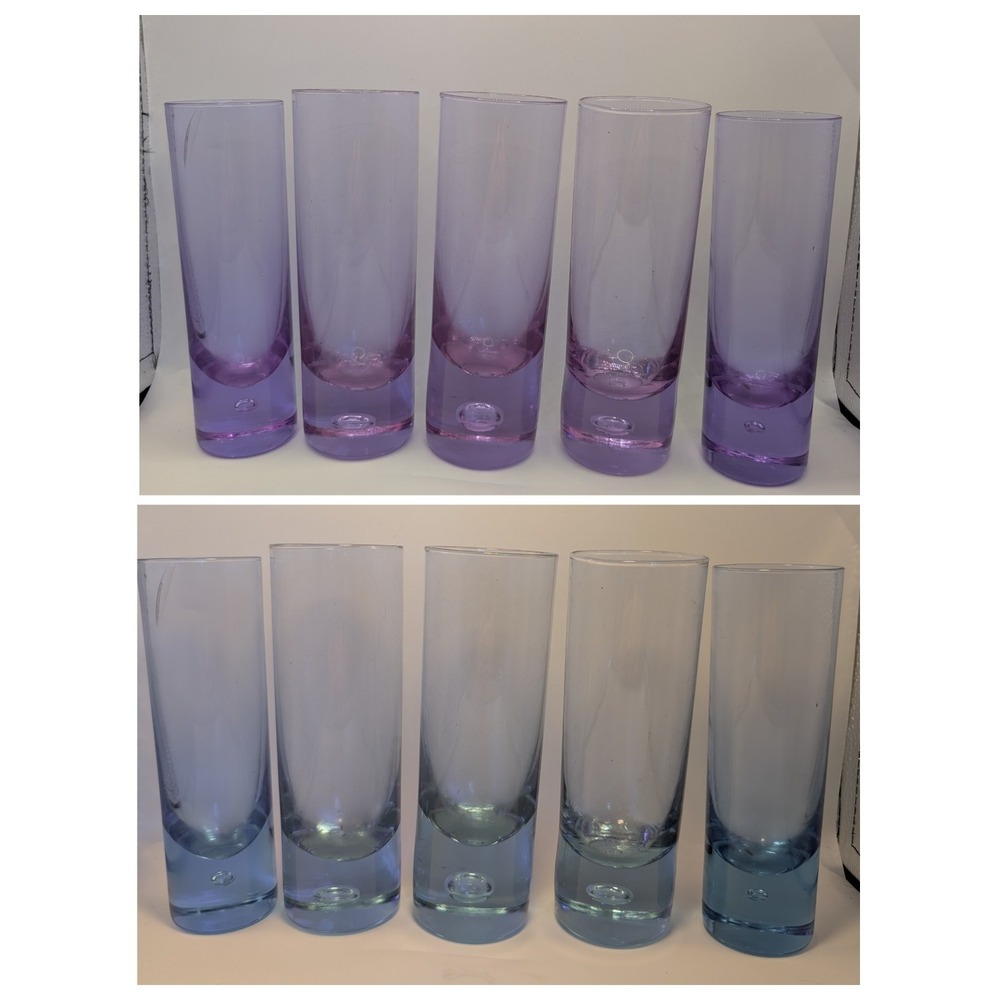 5 pc Sergio Asti Neodymium Alexandrite Long Pour Bubble Glasses wisteria